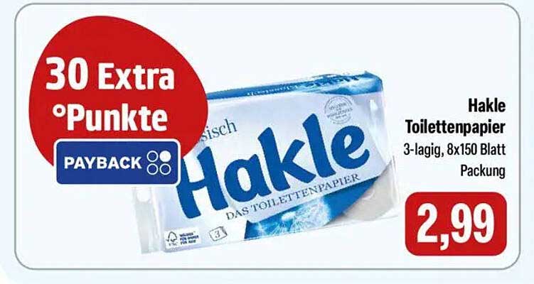 Hakle Toilettenpapier 3-lagig, 8x150 Blatt Packung