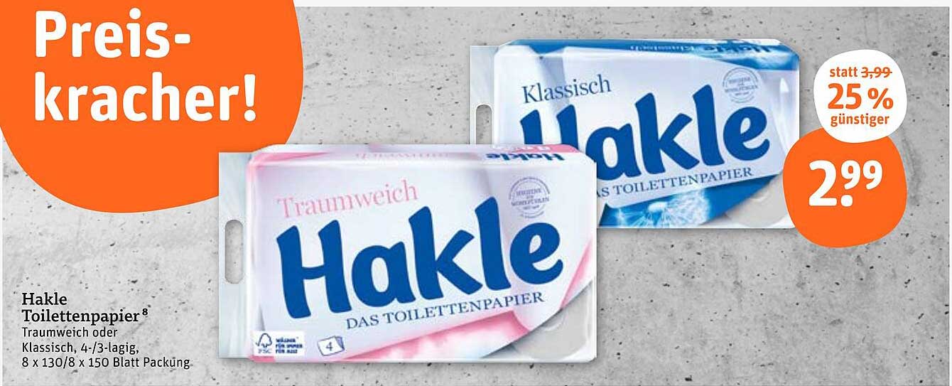 Hakle Toilettenpapier Traumweich oder Klassisch, 8 x 130 Blatt