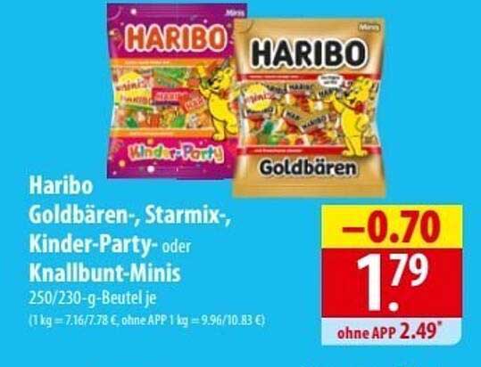 Haribo Goldbären, Starmix, Kinder-Party oder Knallbunt-Minis 250/230-g-Beutel je