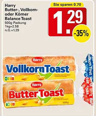 Harry Butter-, Vollkorn- oder Körner Balance Toast 500g