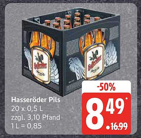 Hasseröder Pils 20 x 0,5 L - 50% Rabatt!