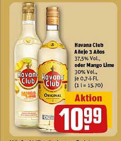 Havana Club Añejo 3 Años 37.5% Vol. oder Mango Lime 30% Vol. 0,7 l
