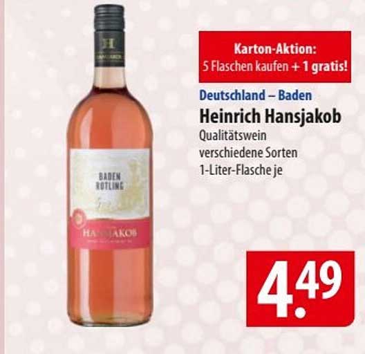Heinrich Hansjakob Qualitätswein - verschiedene Sorten 1-Liter-Flasche