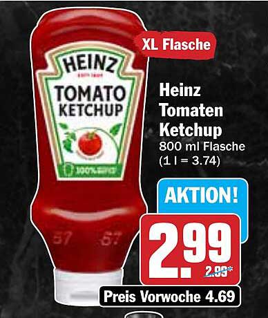 Heinz Tomaten Ketchup 800 ml XL Flasche