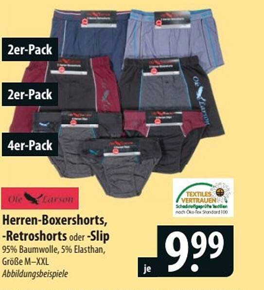 Herren-Boxershorts, -Retrosorts oder -Slip im 2er- und 4er-Pack
