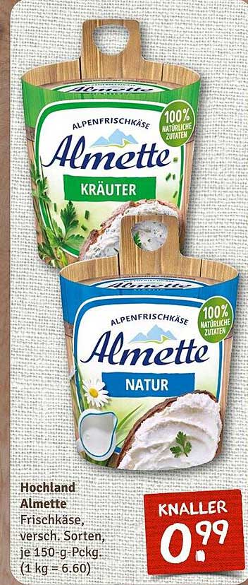 Hochland Almette Frischkäse, verschiedene Sorten, 150-g-Pckg.