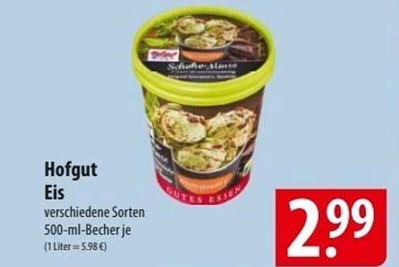 Hofgut Eis verschiedene Sorten 500-ml-Becher