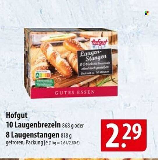 Hofgut Laugen-Stangen oder Laugenbrezeln, 10 Stück oder 8 Stück, gefroren
