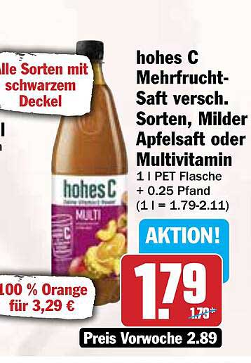 hohes C Mehrfrucht-Saft 1 l PET Flasche