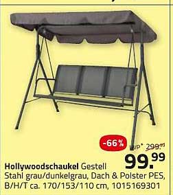 Hollywoodschaukel Gestell Stahl grau/dunkelgrau, Dach & Polster PES, B/H/T ca. 170/153/110 cm