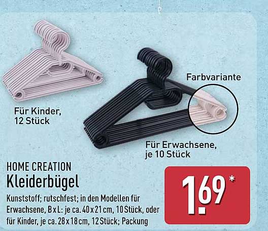 HOME CREATION Kleiderbügel - 12 Stück für Kinder und 10 Stück für Erwachsene