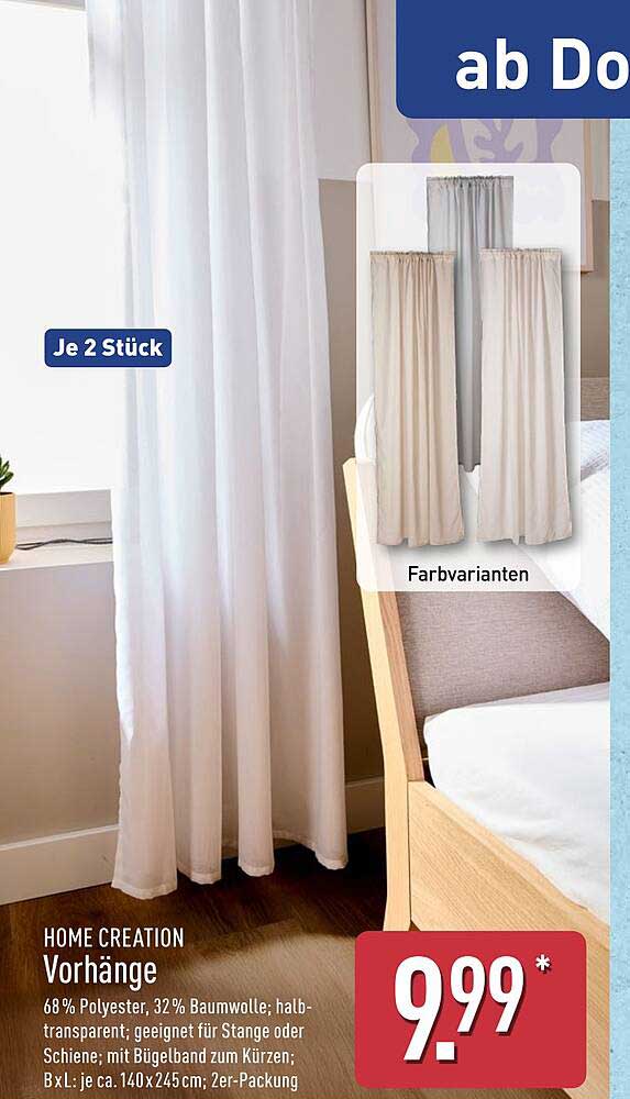 HOME CREATION Vorhänge - Halbsichtschutz und Stil für Ihr Zuhause