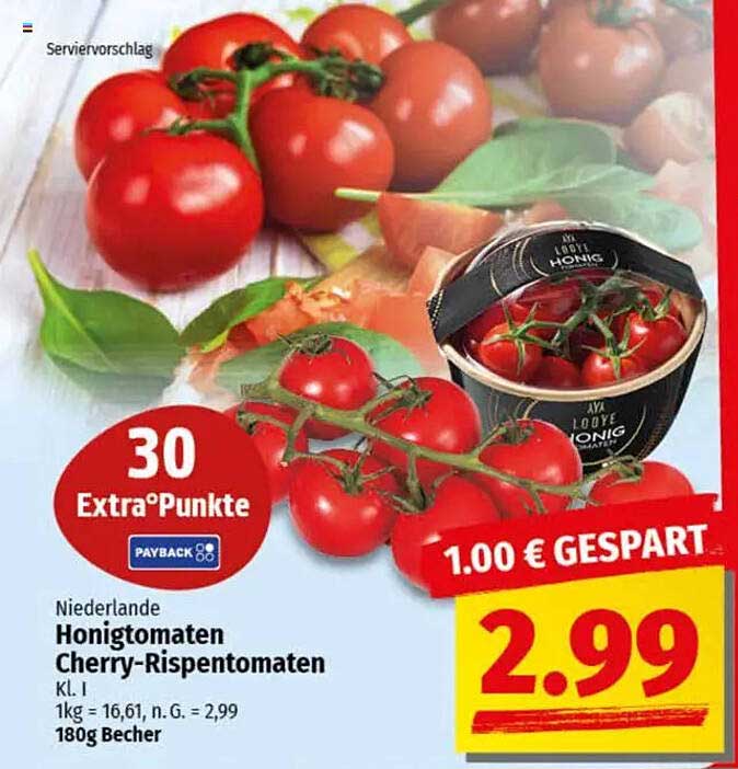 Honigtomaten Cherry-Rispentomaten 180g Becher