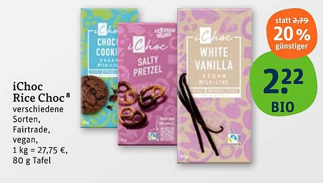 iChoc Rice Choc® - verschiedene Sorten, vegan, Fairtrade