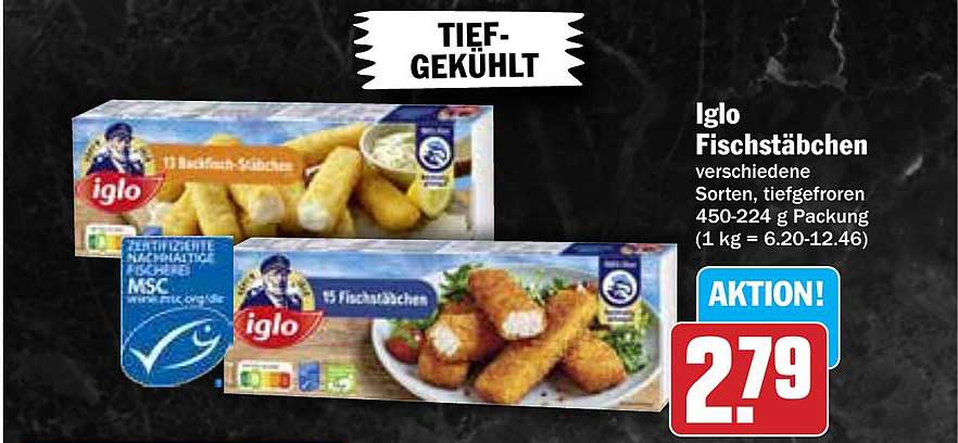 Iglo Fischstäbchen verschiedene Sorten, tiefgefroren 450-224 g Packung