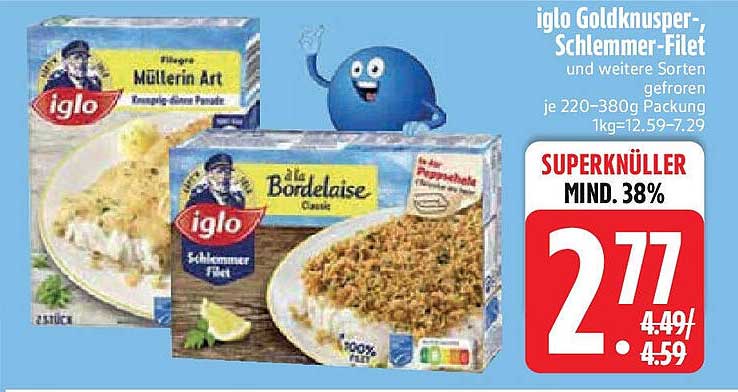 iglo Goldknusper-Schlemmer-Filet und weitere Sorten gefroren