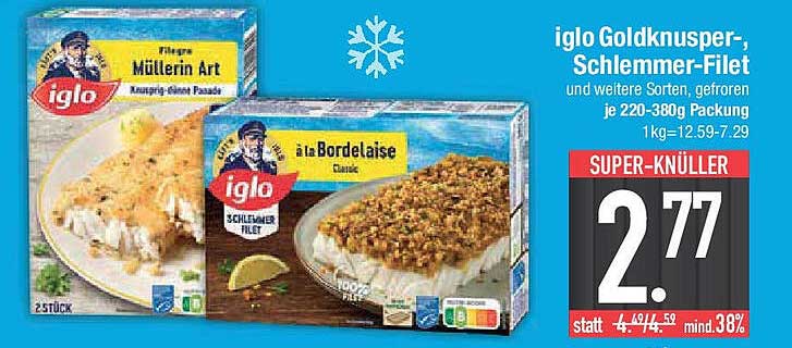 iglo Goldknusper-, Schlemmer-Filet und weitere Sorten, gefroren je 220-380g Packung