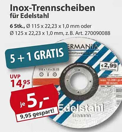 Inox-Trennscheiben für Edelstahl (6 Stk.)