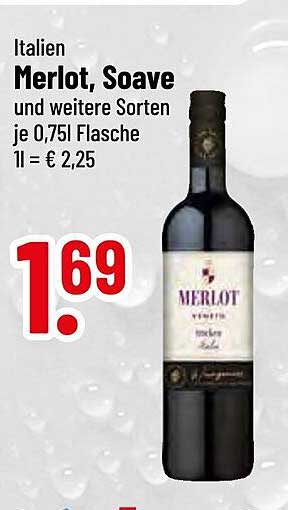 Italien Merlot, Soave und weitere Sorten je 0,75l Flasche