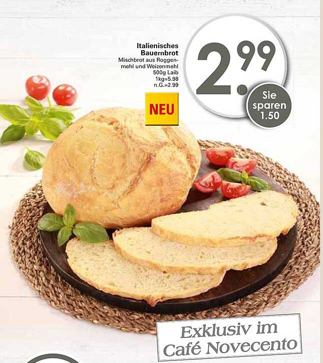 Italienisches Bauernbrot 500g - Exklusiv im Café Novecento