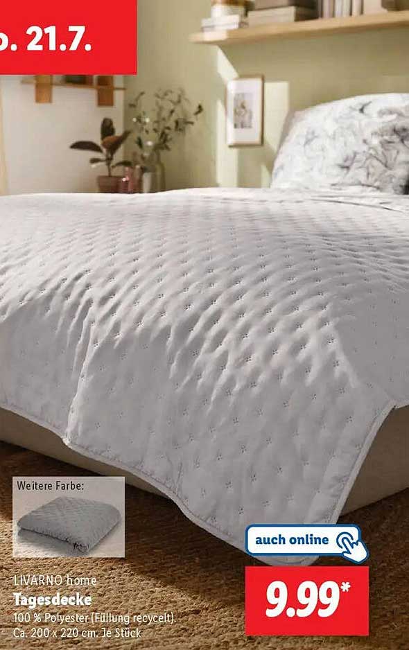 IVARNO home Tagesdecke 100 % Polyester (Füllung recycled) – Ca. 200 x 220 cm, je Stück