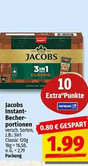 Jacobs Instant-Becherportionen 3in1 Classic 120g