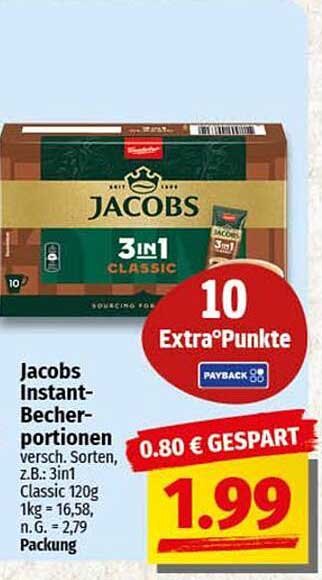 Jacobs Instant-Becherportionen 3in1 Classic
