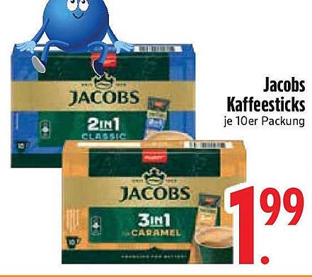 Jacobs Kaffeemischung 2in1 und 3in1 Caramel je 10er Packung