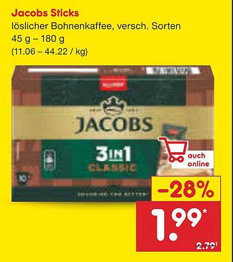 Jacobs Sticks - löslicher Bohnenkaffee, verschiedene Sorten