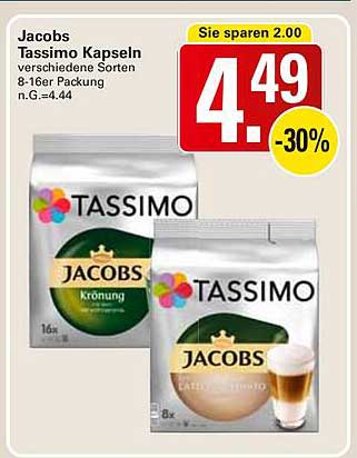 Jacobs Tassimo Kapseln verschiedene Sorten 8-16er Packung