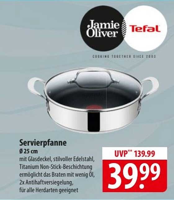 Jamie Oliver Servierpfanne Ø 25 cm mit Glasdeckel von Tefal