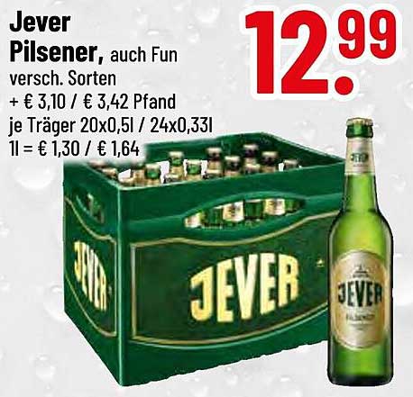 Jever Pilsener, auch Fun, verschiedene Sorten