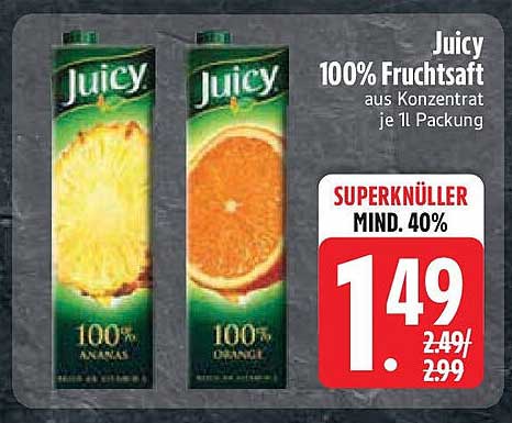 Juicy 100% Fruchtsaft aus Konzentraten - Ananas und Orange