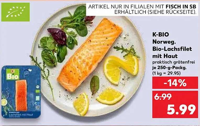 K-BIO Norweg. Bio-Lachsfilet mit Haut