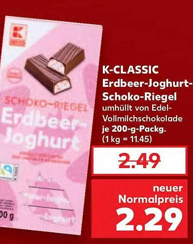 K-CLASSIC Erdbeer-Joghurt-Schoko-Riegel