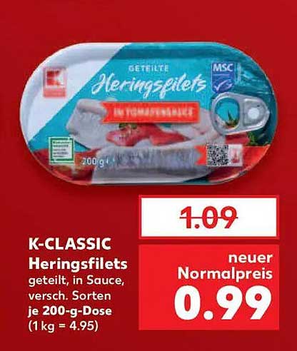 K-CLASSIC Heringsfilets in Tomatensauce 200 g