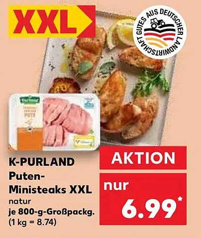 K-PURLAND Puten-Ministeaks XXL natur je 800-g-Großpackung