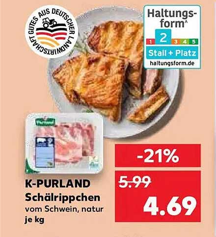 K-PURLAND Schälrippchen vom Schwein, natur je kg