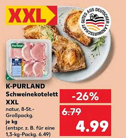 K-PURLAND Schweinekotelett XXL - 8-St.-Großpackung