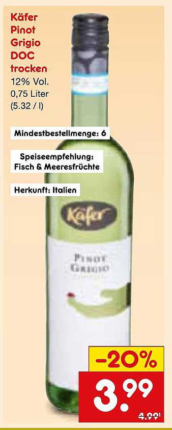Käfer Pinot Grigio DOC trocken 0,75 Liter