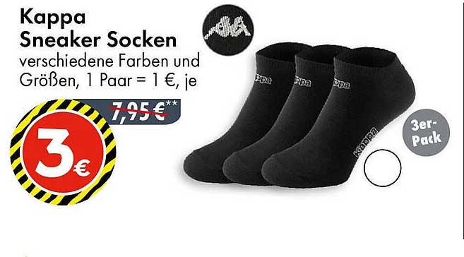 Kappa Sneaker Socken - 3er-Pack für nur 3 €