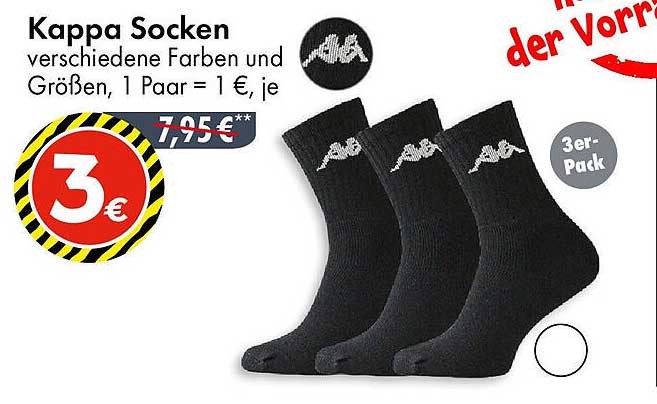 Kappa Socken - 3er-Pack für nur 3 €