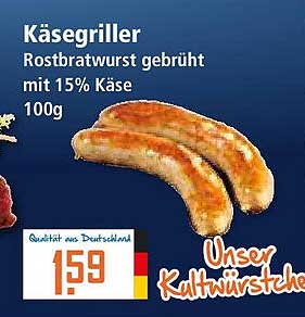 Käsegriller - Rostbratwurst gebrüht mit 15% Käse
