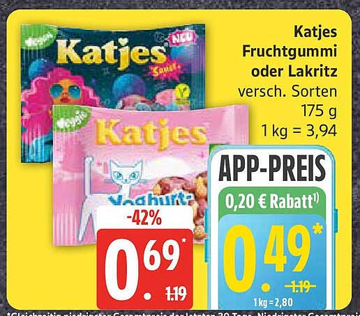 Katjes Fruchtgummi oder Lakritz, 175 g - jetzt im Angebot!
