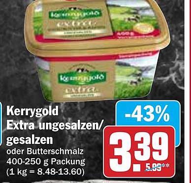 Kerrygold Extra ungesalzen/gesalzen oder Butterschmalz 400-250 g Packung