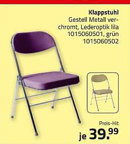 Klappstuhl Metall verchromt, Lederoptik lila