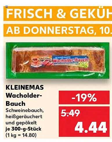 KLEINEMAS Wacholder-Bauch - Schweinebauch, heißgeräuchert und gepökelt