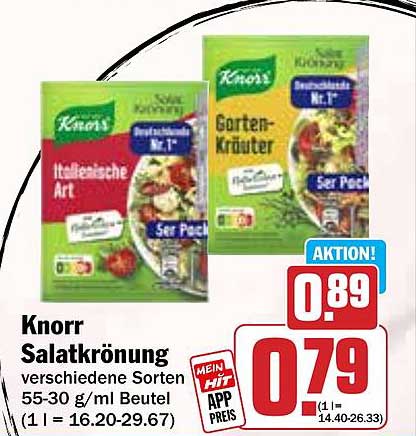 Knorr Salatkrönung verschiedene Sorten 55-30 g/ml Beutel