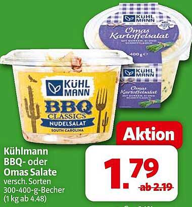 Kühlmann BBQ- oder Omas Salate, verschiedene Sorten, 300-400-g-Becher