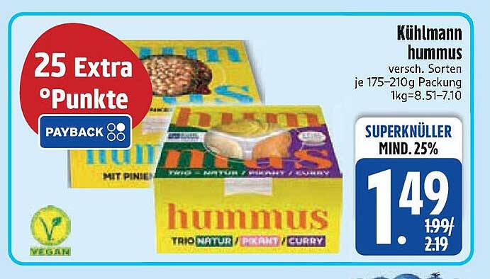 Kühlmann Hummus - verschiedene Sorten 175-210g